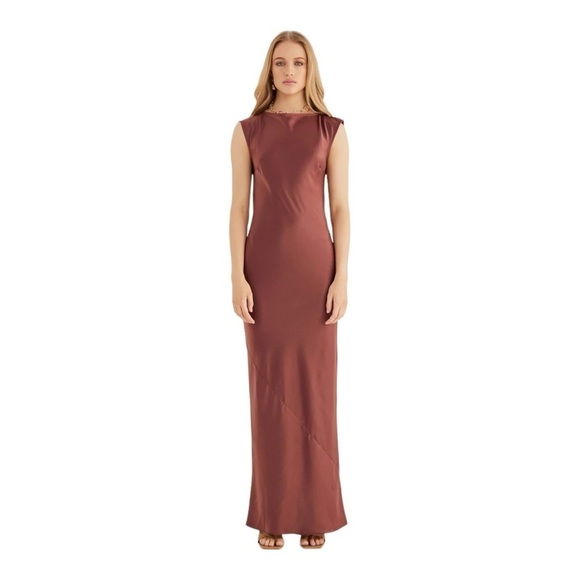 RUMER x FREE PEOPLE Kimberly Sleeveless Sheath Maxi Dress Mocha Brown Small NWT - Picture 7 of 16